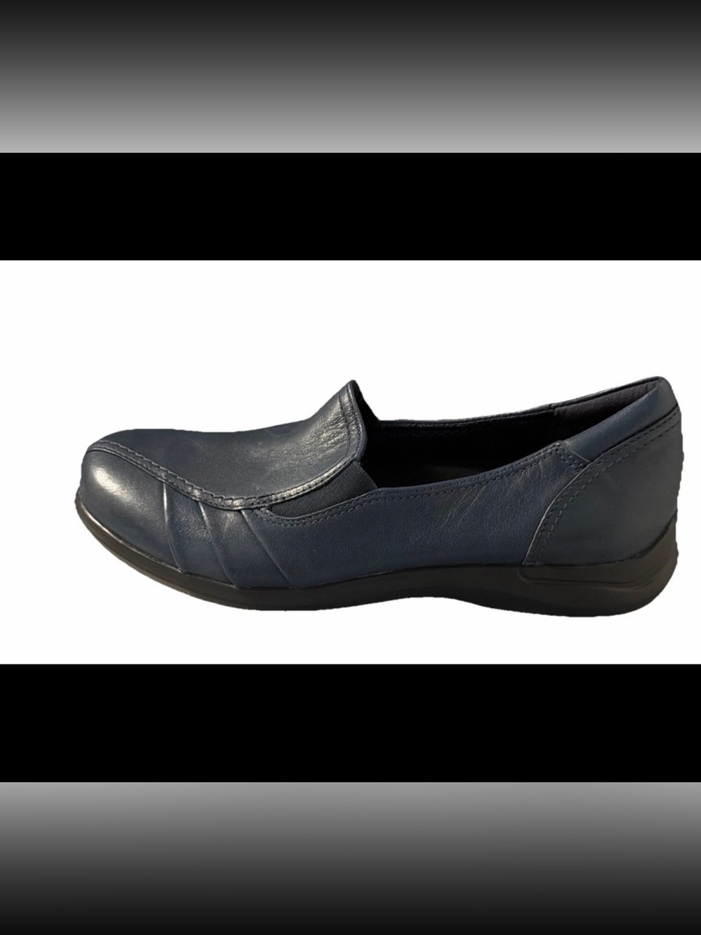 Aravon Women’s Slip On Comfort Shoes Navy Blue Leather Size 7 AA Narrow